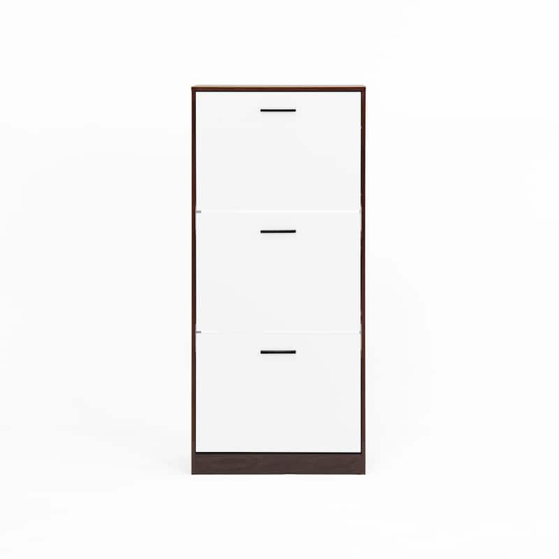 Shoe Storage Cabinet with 3 Flip Drawers, Freestanding Narrow Shoe Rack, Hidden Shoe Cabinet with Adjustable Panel