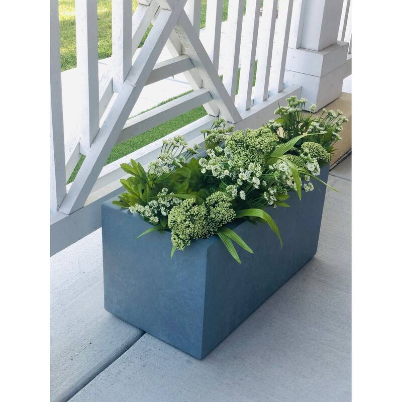 Durx-litecrete Lightweight Concrete Modern Long Cement Color Low Planter-Small - 23.2'x11.8'x12'
