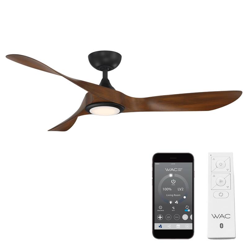 Swirl Indoor/Outdoor 3-Blade Smart Ceiling Fan 54in with 3000K LED and Remote Control. - 54