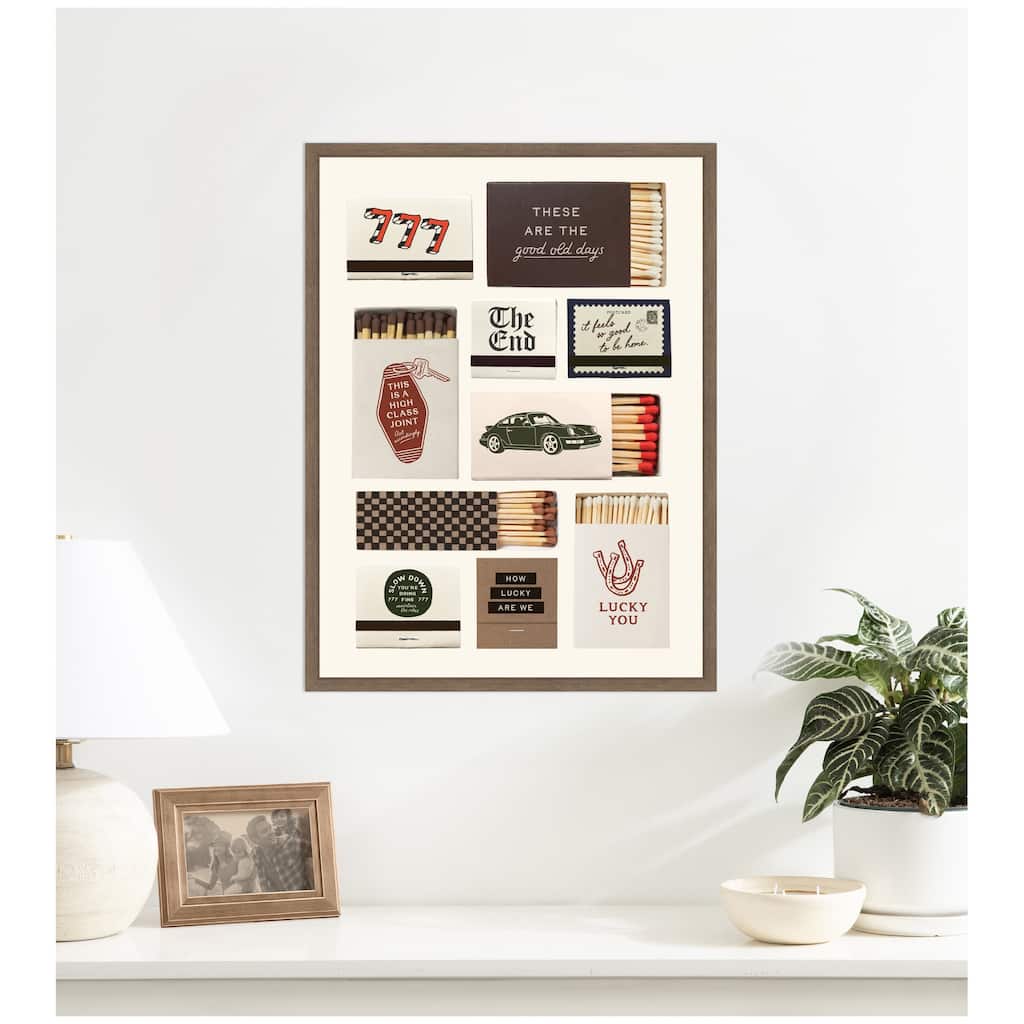 Kate and Laurel Vintage Matchbox by Lucky Guava Framed Canvas Wall Art Print