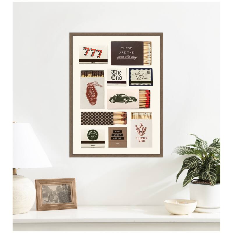 Kate and Laurel Vintage Matchbox by Lucky Guava Framed Canvas Wall Art Print