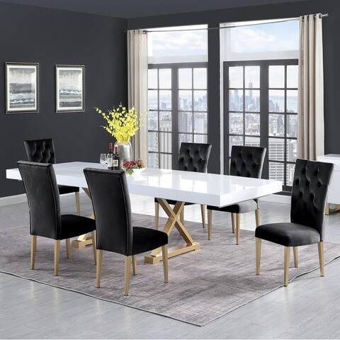 Best Master Furniture Evan 5-Piece Gold Rectangular Dining Set with Leaf Extensions