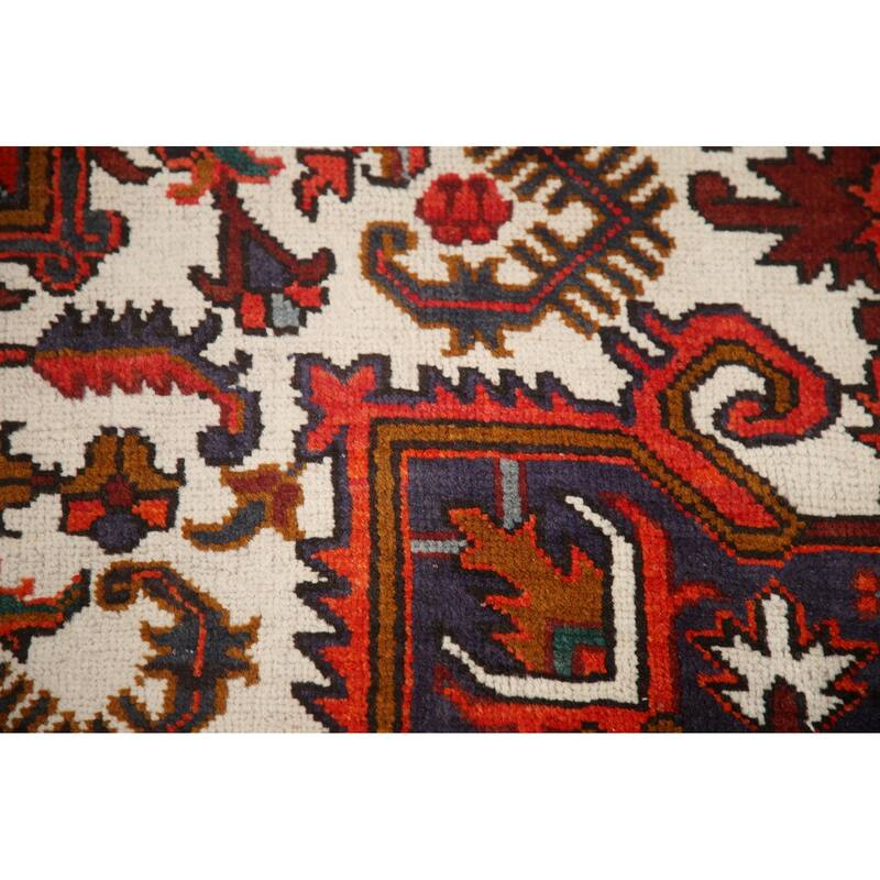 Hand Knotted Oriental 100% Wool Carpet Traditional Medallion Red Heriz Area Rug - 9' 8'' X 6' 7''