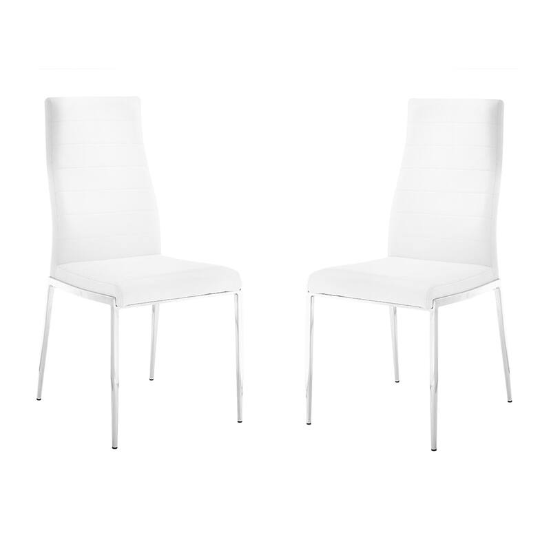 Casabianca Home Firenze Set of 2 Dining Chair in Gray PU Leather - Antique White