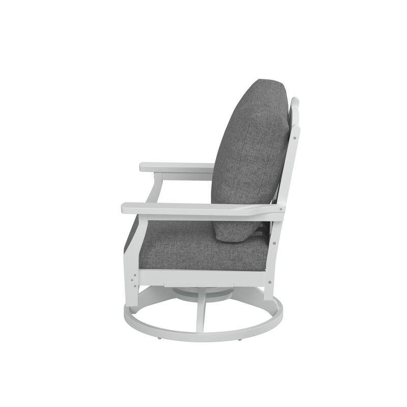 Aspen Rock/Swivel Deep Seating Chairs-White/Navy Cushion (Set of 2)
