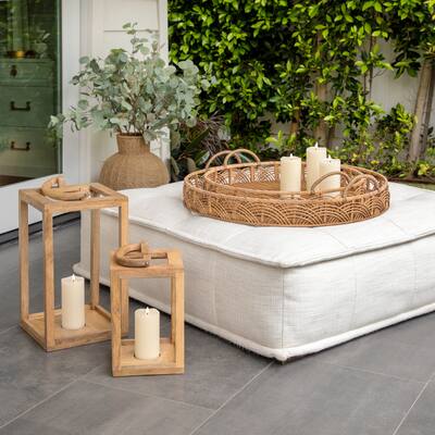 Set of 2 Bamboo Round Serving Trays 24" Bamboo Tray 30" Bamboo Tray Wooden Tray For Serving and Decorative - 30" x 30" x 4"