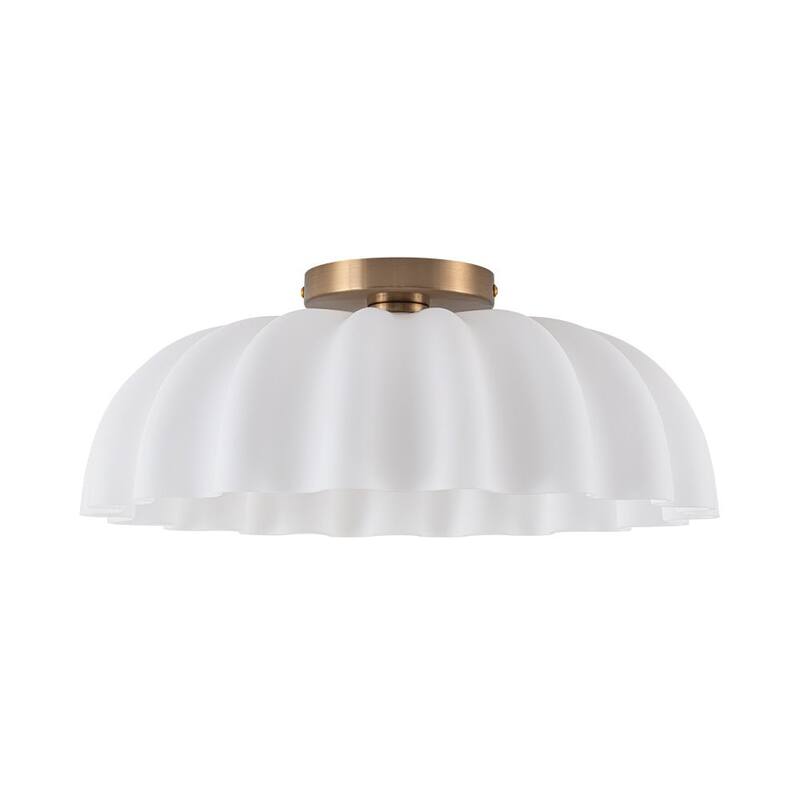 Creative 2-Light Shell Scalloped Glass Semi-Flush Mount - N/A