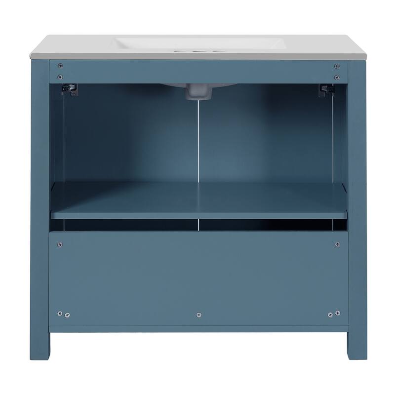 36 Inch Bathroom Vanity with Ceramic Sink,Solid Wood Framework