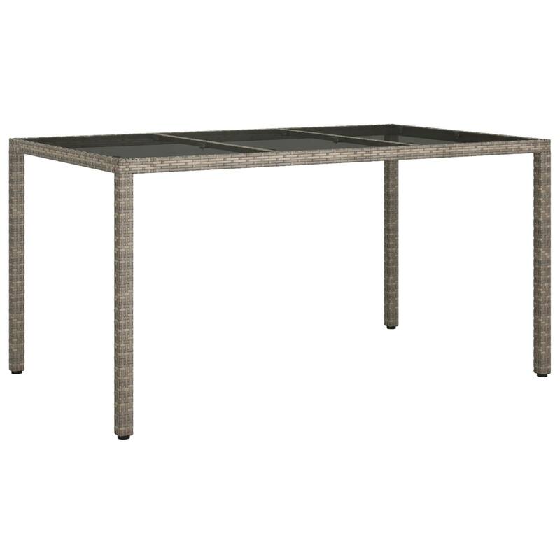 vidaXL Patio Table Tempered Glass and Poly Rattan Table 35.4"/59" Multi Colors