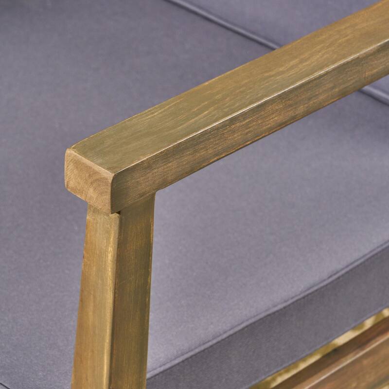 Newbury Outdoor Acacia Wood Club Chairs with Cushions (Set of 2) by Christopher Knight Home