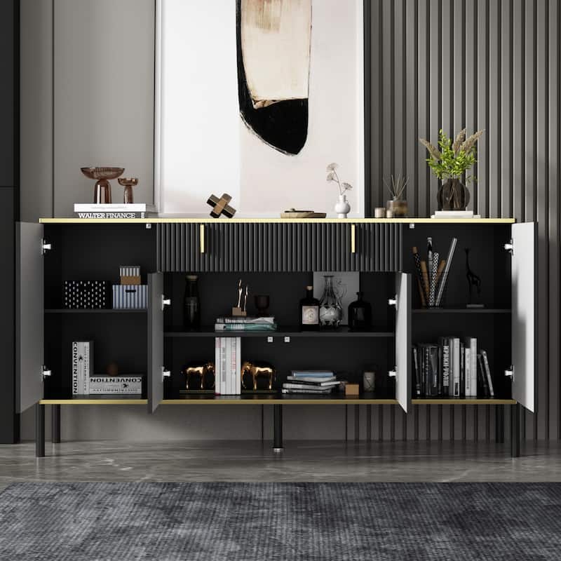 Pop-Up Door Credenza Sideboard Buffet Buffet Sideboard Storage Cabinet