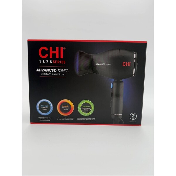 CHI 1875 Series Advanced Ionic Compact Hair Dryer Matte Black - On