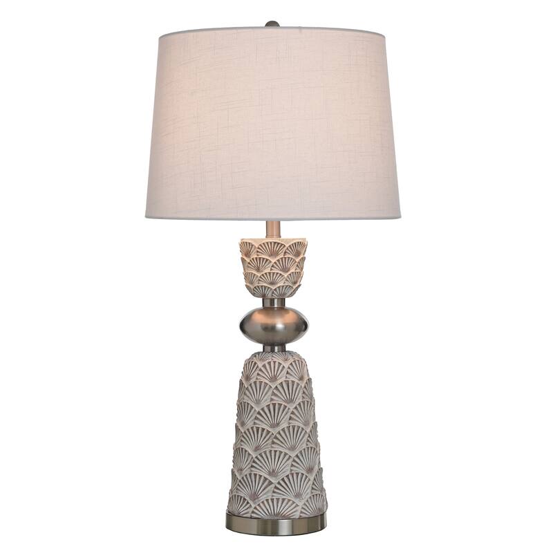 StyleCraft Poly & Steel Table Lamp - Saponay - Beige Shade