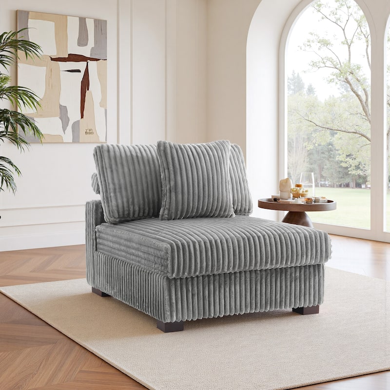 Cotton Flannel Armchair Sofa Corner Chairs for Living Room - Light Grey - Armless Chair