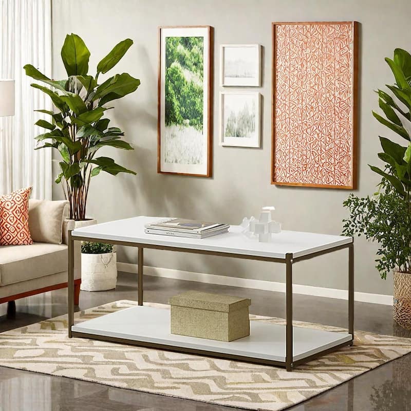 Caffoz Tall Center Table Coffee Table with Storage Shelf