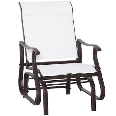 Outsunny Outdoor Glider Chair, Gliders for Outside Patio with Steel Frame and Mesh Fabric for Backyard, Garden, and Porch