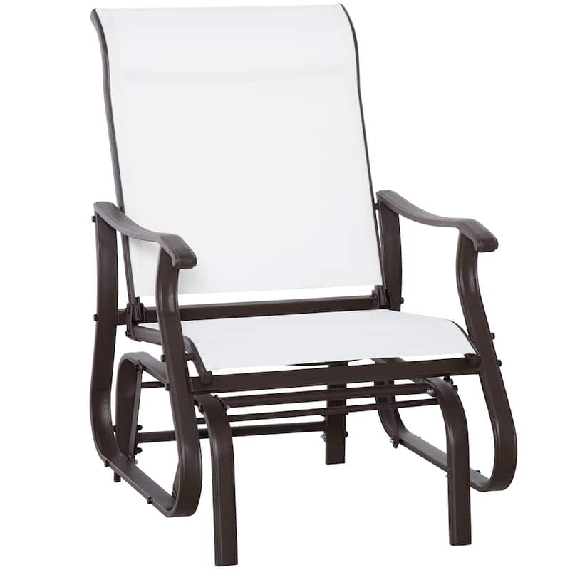 Outsunny Outdoor Swing Glider Chair, Patio Mesh Rocking Chair with Steel Frame for Backyard, Garden and Porch