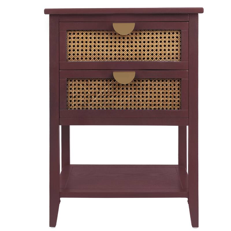 2-Drawer Nightstand Bed Side Table with Storage Cabinet End Table shelf Wood Side Table