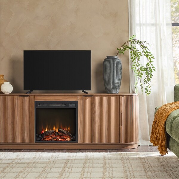 Walker Edison Modern Reeded 70-inch Fireplace TV Stand - Bed Bath