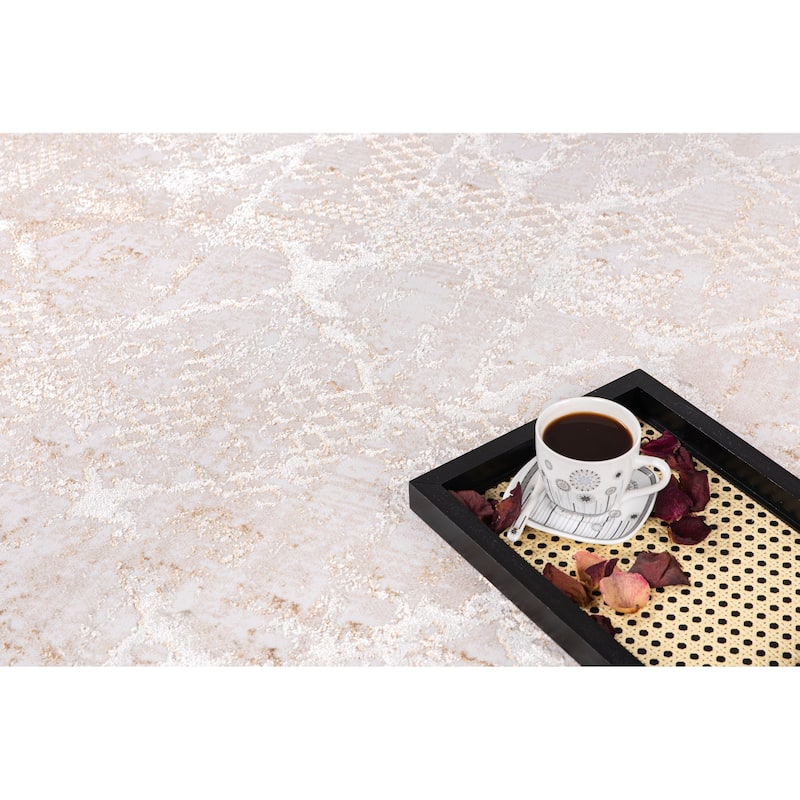 Liam Transitional Beige and Mustard Abstract Rug