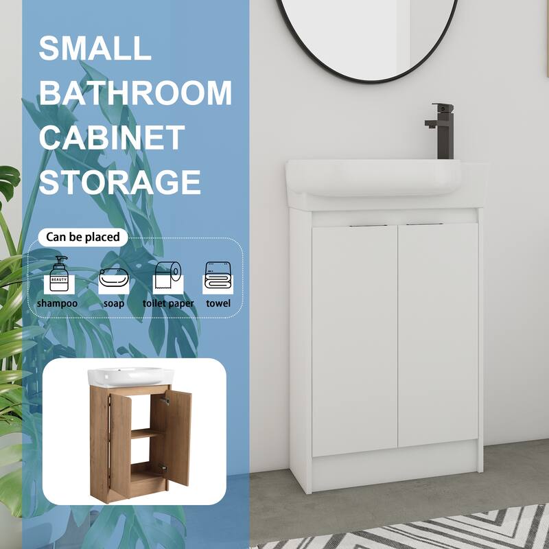 BNK 23'' Bathroom Vanity with Sink, Freestanding Bathroom Vanity with Soft Close Doors & Shelf ﻿