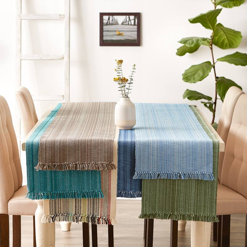 DII Variegated Taupe Fringe Table Runner 13x72