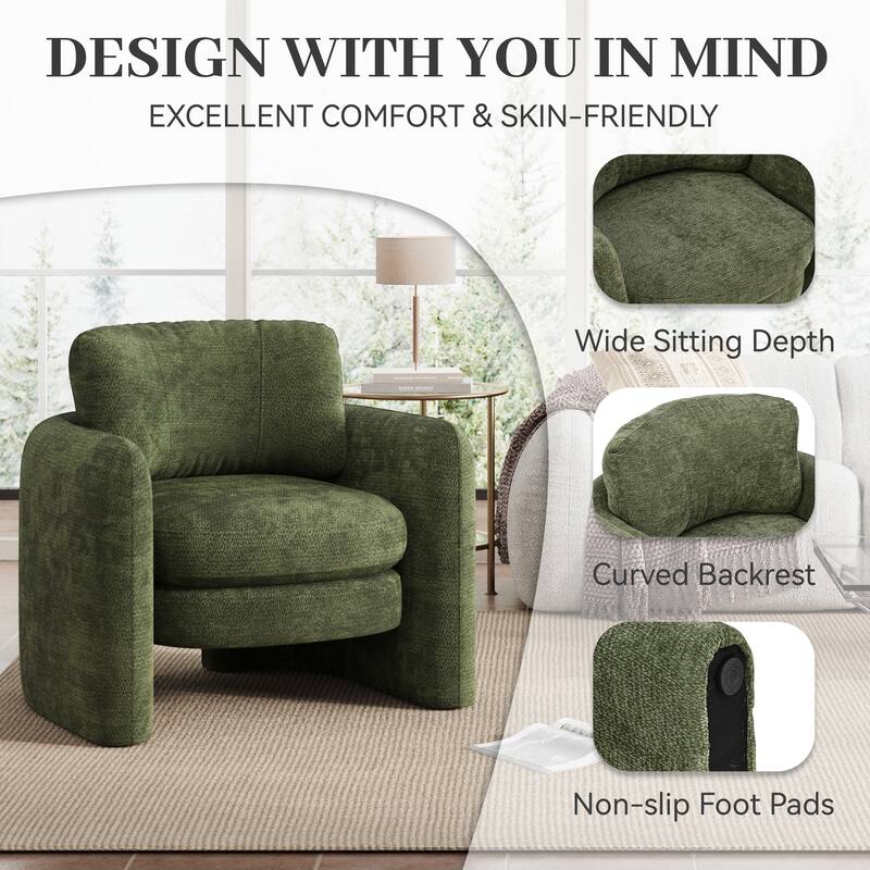 Accent Chairs, Living Room Chairs Upholstered Barrel Armchair for Living Room