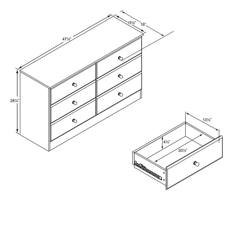 Prepac Astrid 6 Drawer Double Dresser for Bedroom, Wide Chest of Drawers, Bedroom Furniture,Traditional Furniture