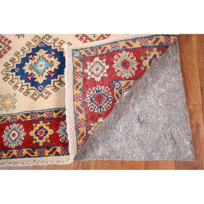 Kazak Oriental Accent Rug Handmade Beige Geometric Wool Carpet - 3'3" x 4'11"