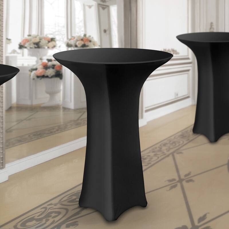 30in Round Spandex Tablecloth for Highboy Cocktail Table Black