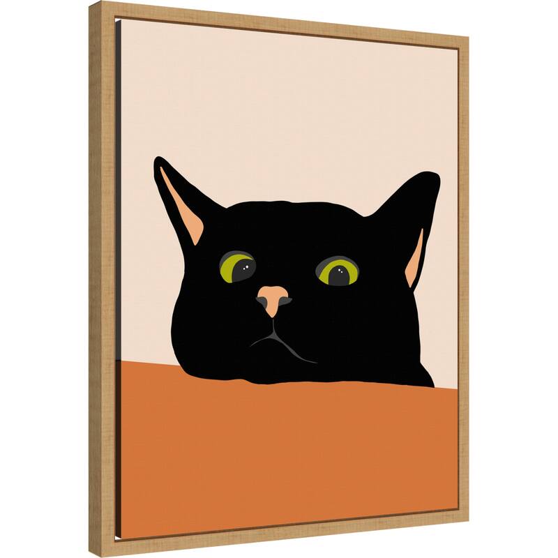 The Curious Cat by Uma Gokhale Framed Canvas Wall Art Print