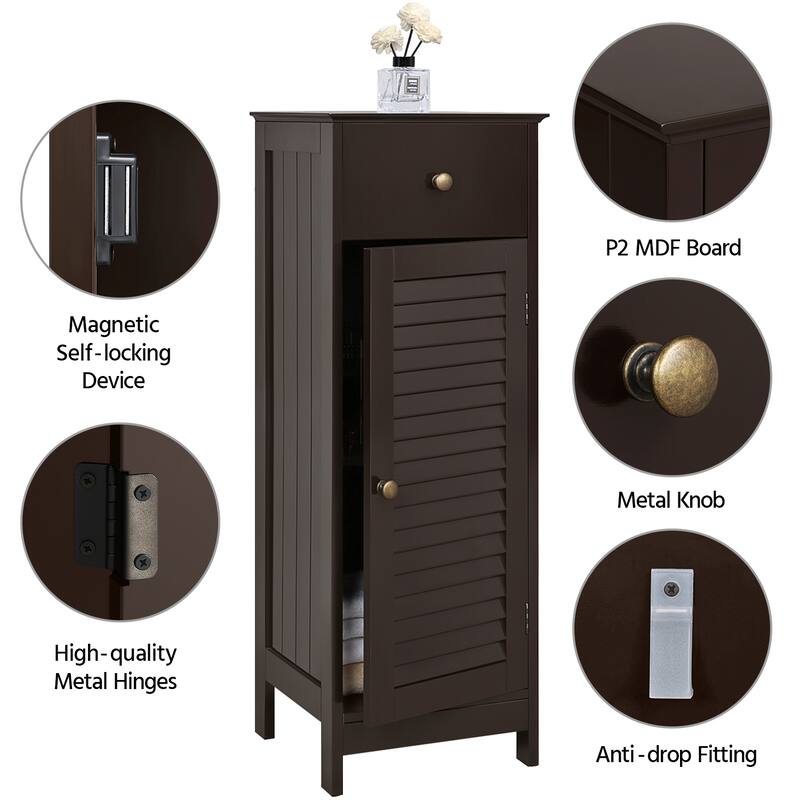 Yaheetech Bathroom Free Standing Storage Floor Cabinet with Drawers