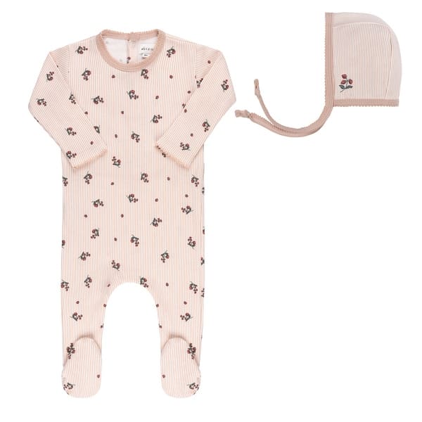 slide 2 of 8, Ely's & Co. Berry Collection - Footie + Bonnet Strawberry - 1 Month