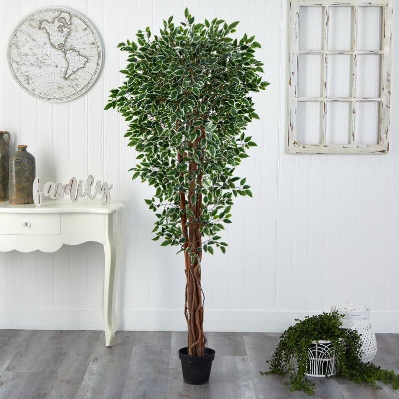 70In Artificial Tree Variegated Indoor Outdoor UV Resistant Decorative Tree - Green - 61 Inches and Over