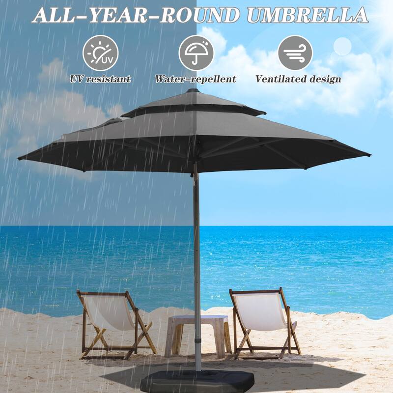 Aluminum Patio Umbrella - 360° Rotation, Hydraulic Lift