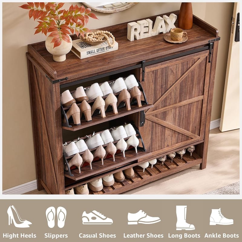 Farmhouse Shoe Storage Cabinet, Shoe Organizer, Shoe Rack Cabinet