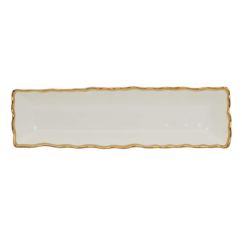 Certified International Regency Gold Cracker/Snack Tray, 13" X 3.5" - 13" x 3.5" x 2.25"