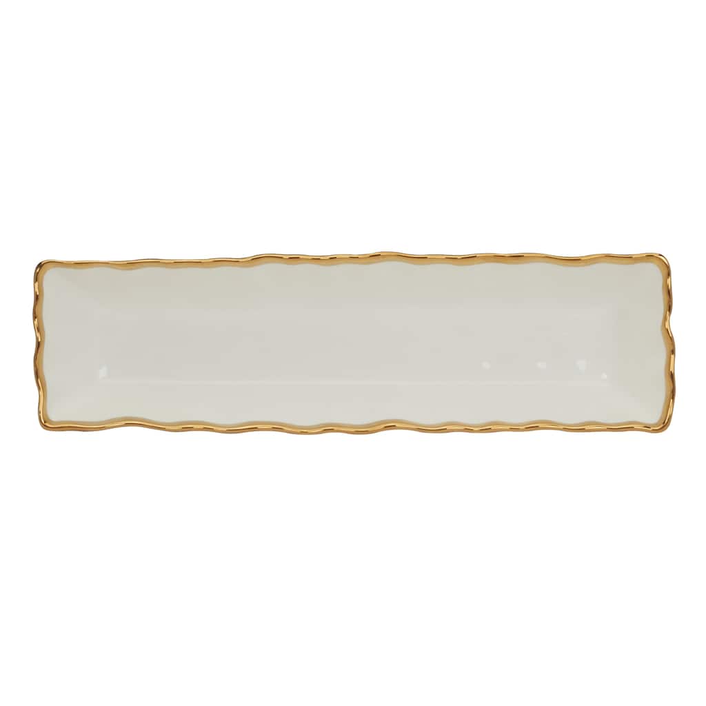 Certified International Regency Gold Cracker/Snack Tray, 13" X 3.5" - 13" x 3.5" x 2.25"