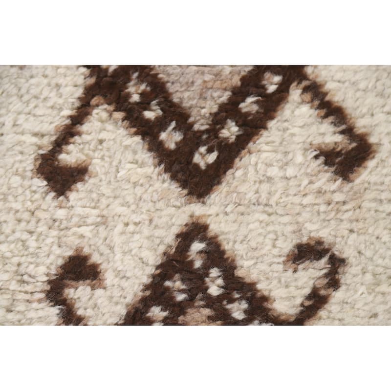 Plush Geometric Anatolian Turkish Runner Rug Hand-knotted Wool Carpet - 3'7"x 11'2"