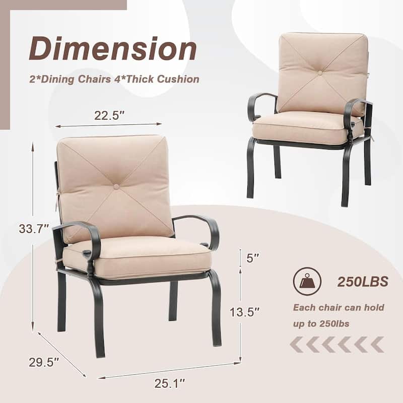 SUNCROWN 2-piece Outdoor Patio Cushioned Dining Chairs