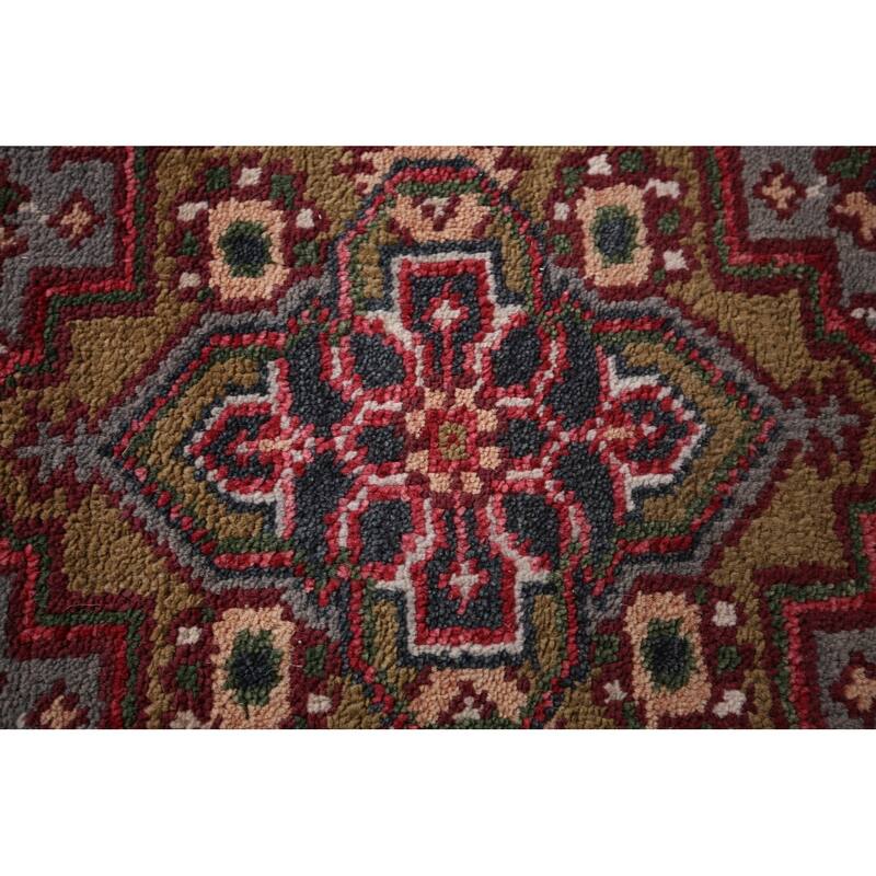 Geometric Heriz Serapi Accent Rug Hand-Knotted Wool Carpet - 2'7"x 6'2"