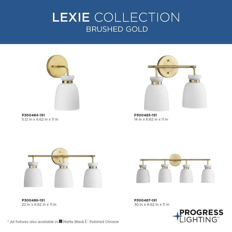 Lexie Collection Two-Light Brushed Gold Contemporary Vanity Light - 14 in x 6.62 in x 11 in