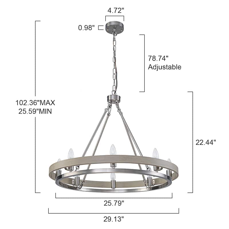 Industrial Chic Candle Chandelier 8-Light for Living Room Foyer