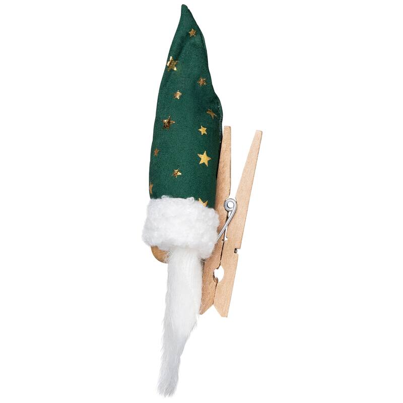 Santa Hat Gnome with Stars Clip-On Christmas Ornaments - 6" - Set of 3