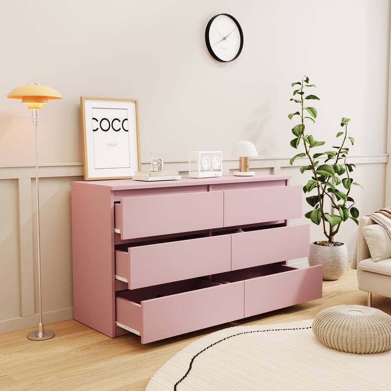Large 6 Drawers Chest of Drawer Dressers Table