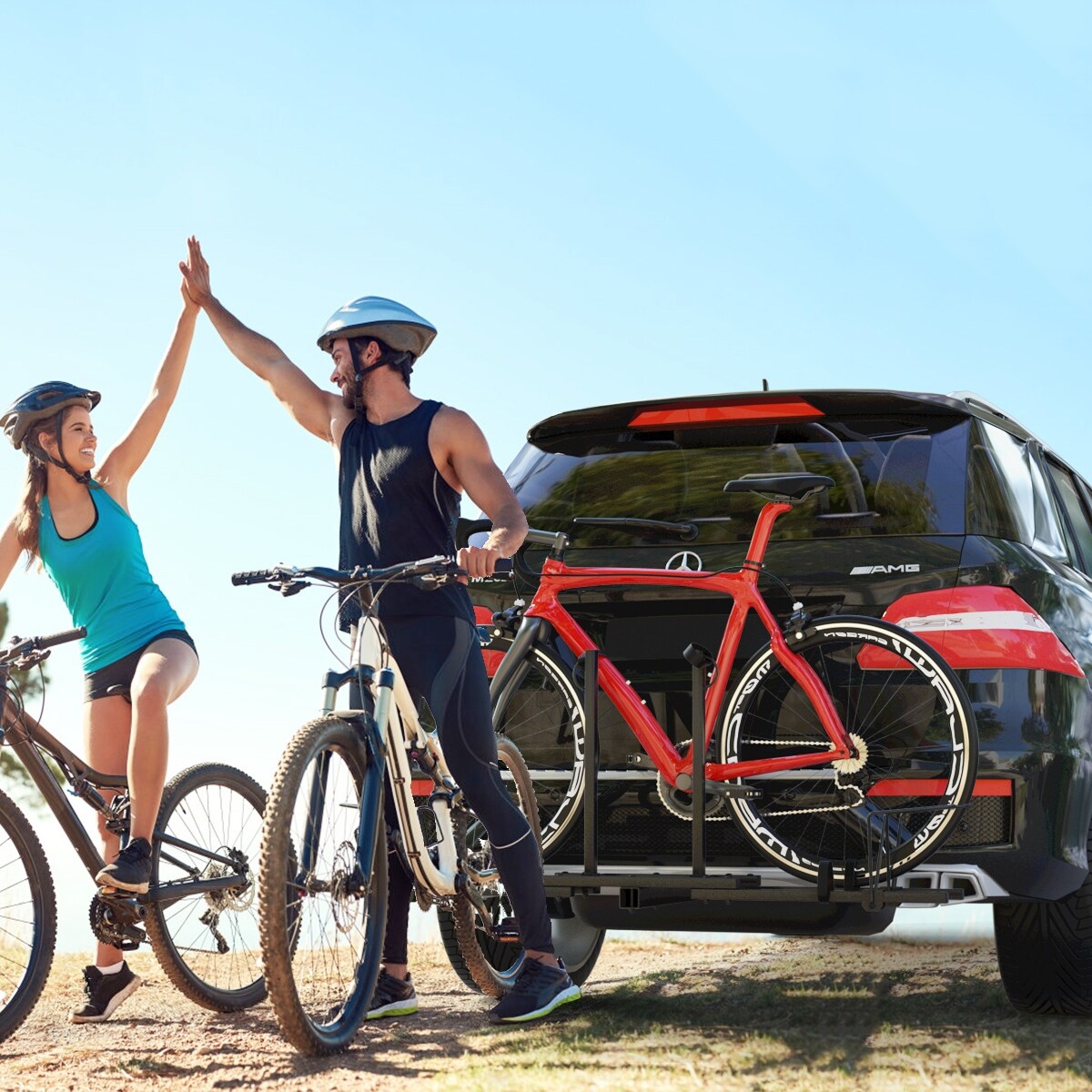 Costway Upright Heavy Duty 2 Bike Bicycle Hitch Mount Carrier Platform