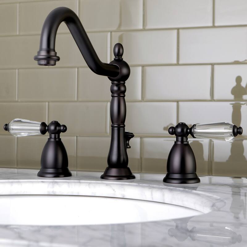 Wilshire Deck Mount Widespread Bathroom Faucet with Brass Pop-Up
