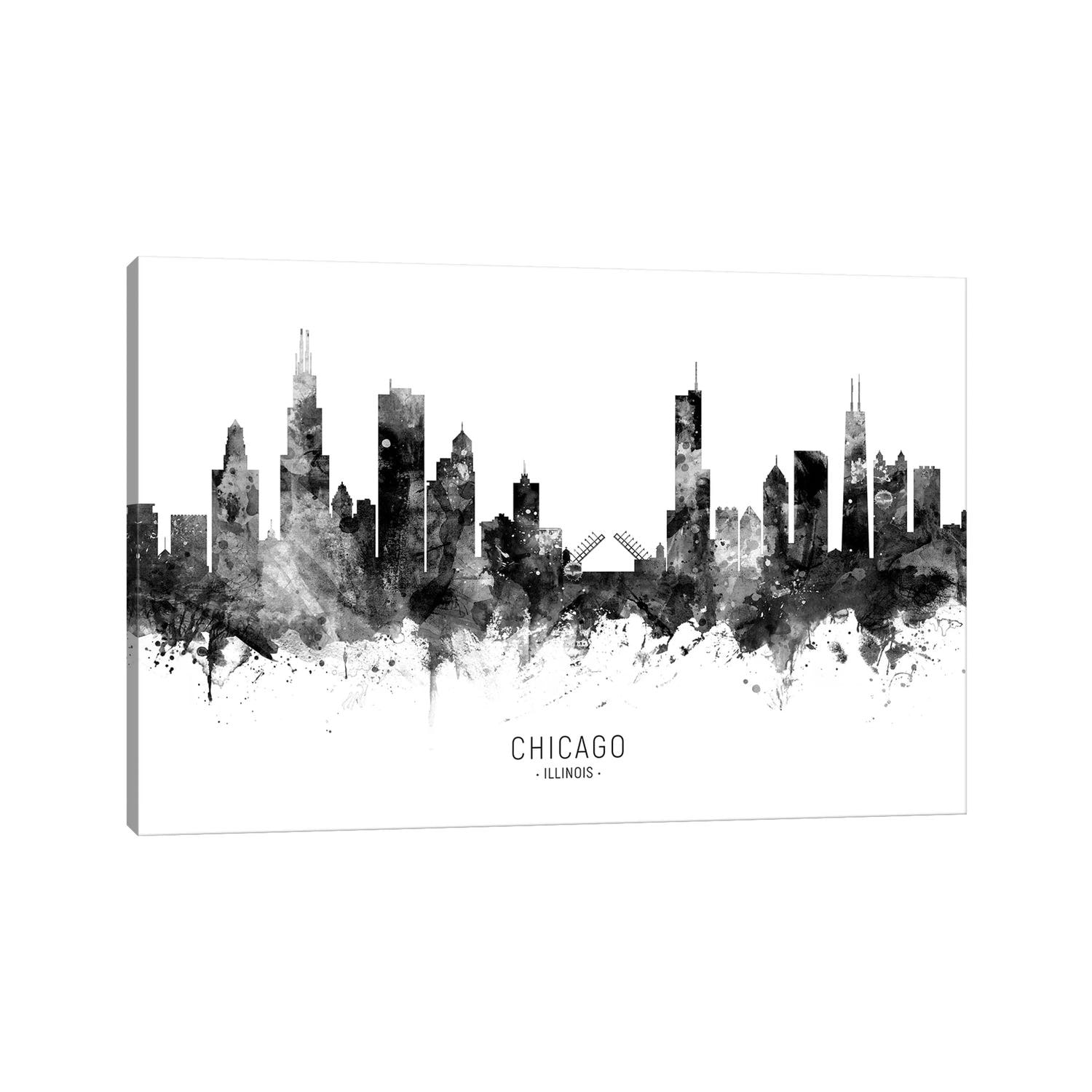 iCanvas "Chicago Illinois Skyline Black And White" by Michael Tompsett Canvas Print