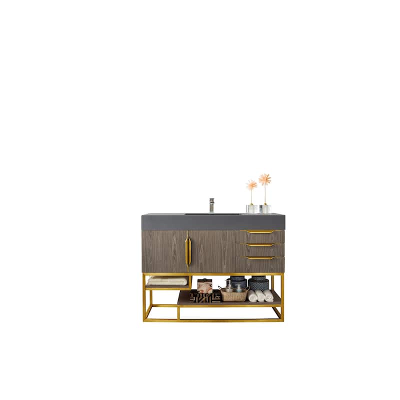 James Martin Vanities Columbia 48" Single Vanity, Ash Gray with Radiant Gold Hardware