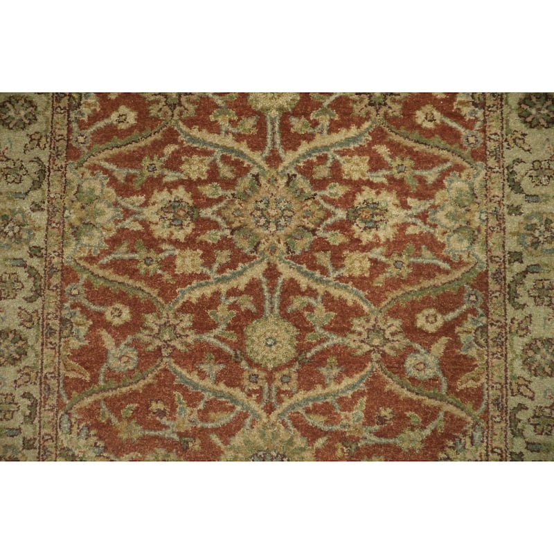 Hand Knotted Oriental 100% Wool Carpet Traditional All-Over Oranges & Rust Agra Runner Rug - 9' 6'' X 3' 0''
